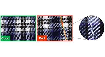 Cognex Deep Learning software classifying a textile defect